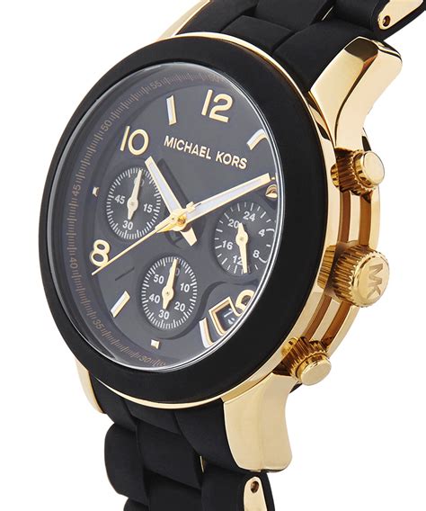 black and gold michael kors watch|michael kors black watch women's.